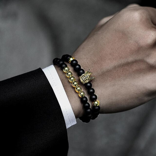 Chevalier Bracciali Bracciale Uomo Croce In Acciaio Inox E Onice