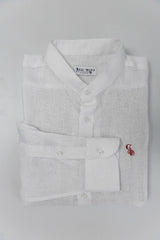 Camicia in lino, collo alla coreana, bianca