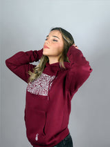 Felpa Donna "Urban Art, Bordeaux, felpata con cappuccio