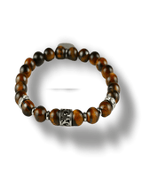 Bracciale Elastico da uomo con ciondolo cilindro e perle in pietra naturale