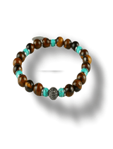 Bracciale-Elastico-da-uomo-con-ciondolo-diamantato-composto-da-perle-in-pietra-naturale-