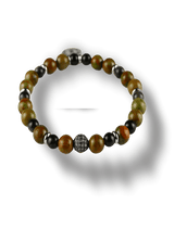 Bracciale Elastico da uomo con ciondolo e perle in pietra naturale