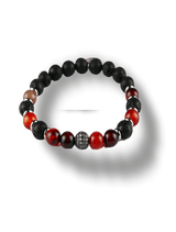 Bracciale Elastico da uomo composto da pietra naturale rossa