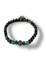 Bracciale-Elastico-unisex--con-ciondolo-a-sfera-diamantata-composto-da-perle-in-pietra-naturale