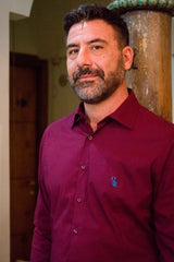 Camicia collo doppie punte amaranto