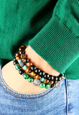 Elegante Bracciale da uomo con ciondolo ad anello