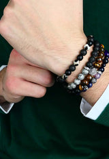 Bracciale uomo con perle in pietra naturale