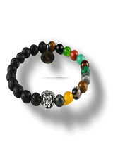 Elegant-Bracciale-da-uomo-Elastico-conciondolo-testa-black-phanter_adornato-dipietrenaturali-e-anellidimetallo-conchiusura-adoppio-laccetto--bellagio--manifatture-alghero