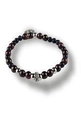 Elegante-Bracciale--unisex-Elastico-con-ciondoloadanello-perleinpietranaturali-alternate-da-anelli_di-metallo