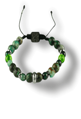 Elegante-Braccialeunisex--con-ciondolo--ad--anello-adornato-dipietre-naturali-chiusura-adoppio-laccetto-bellagio-manifatture-alghero