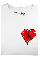 T-shirt Cuore, bianca, 100% Cotone Organico