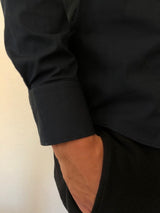 Camicia slim collo alla coreana, blu