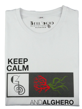 T-shirt Keep Calm, bianca, 100% Cotone Organico