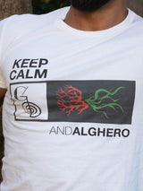 T-shirt Keep Calm, bianca, 100% Cotone Organico