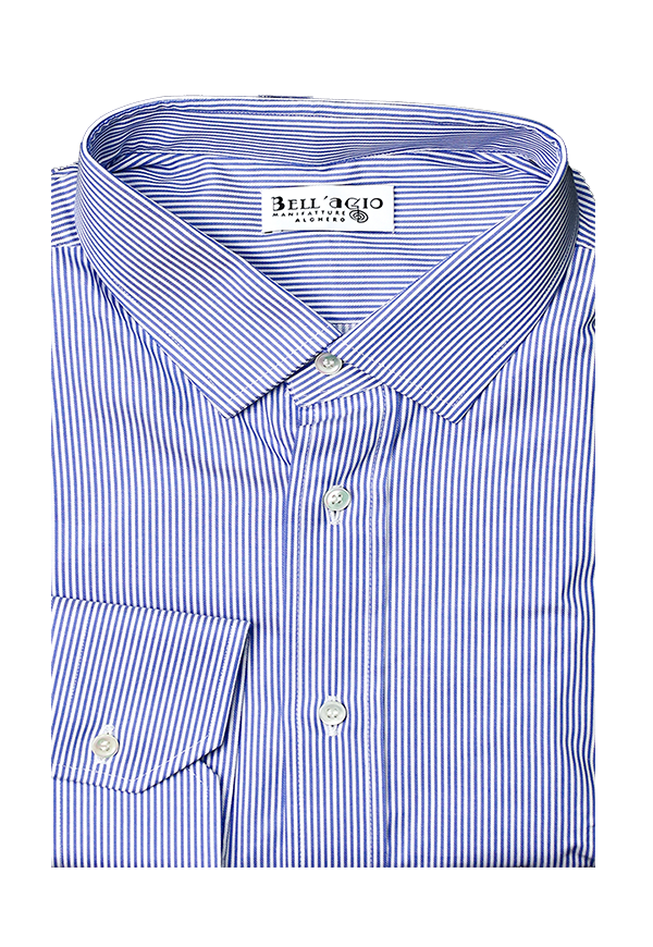 Camicia Oxford Uomo , botton down, bianca a righe azzurre