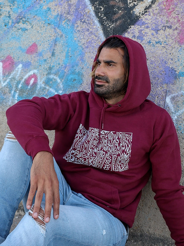 Felpa Uomo "Urban Art, Bordeaux, felpata con cappuccio