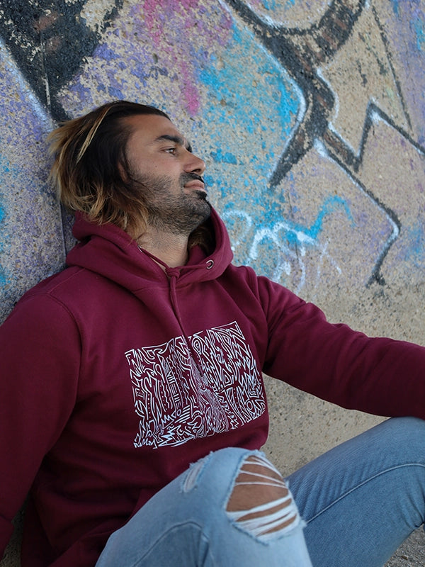 Felpa Uomo "Urban Art, Bordeaux, felpata con cappuccio