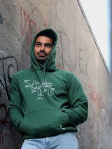 Felpa Uomo  "Proiettile Magico" JFK, verde, felpata con cappuccio