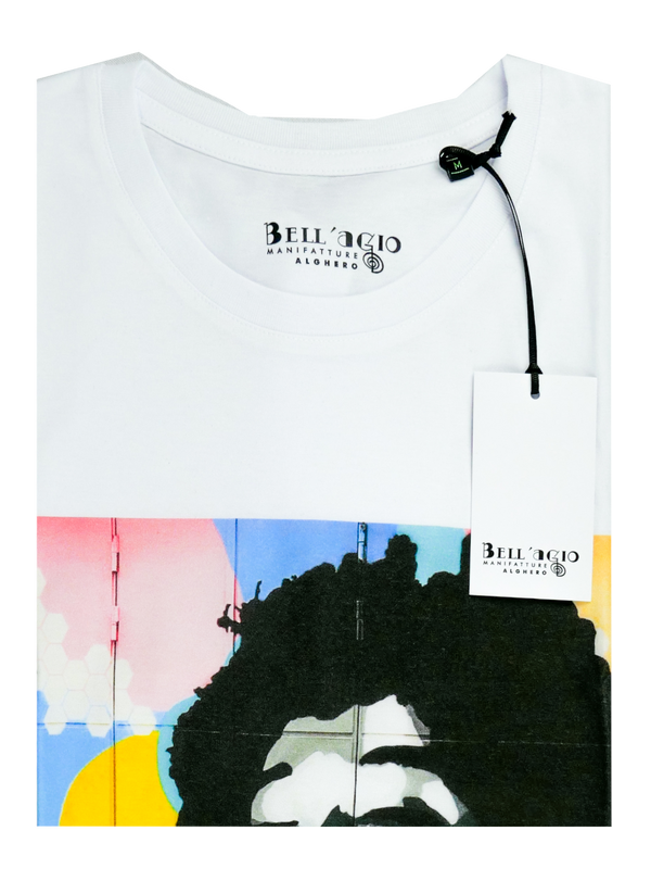 T-shirt Uomo "La Negrita" PopArt, Bianca, 100% Cotone Organico
