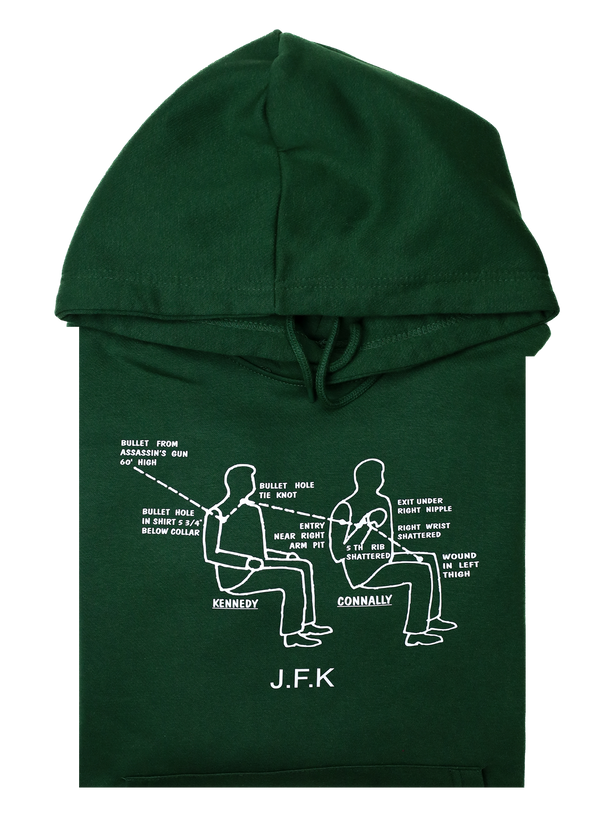 Felpa Uomo  "Proiettile Magico" JFK, verde, felpata con cappuccio