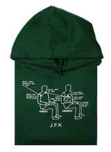 Felpa Donna  "Proiettile Magico" JFK, verde, felpata con cappuccio