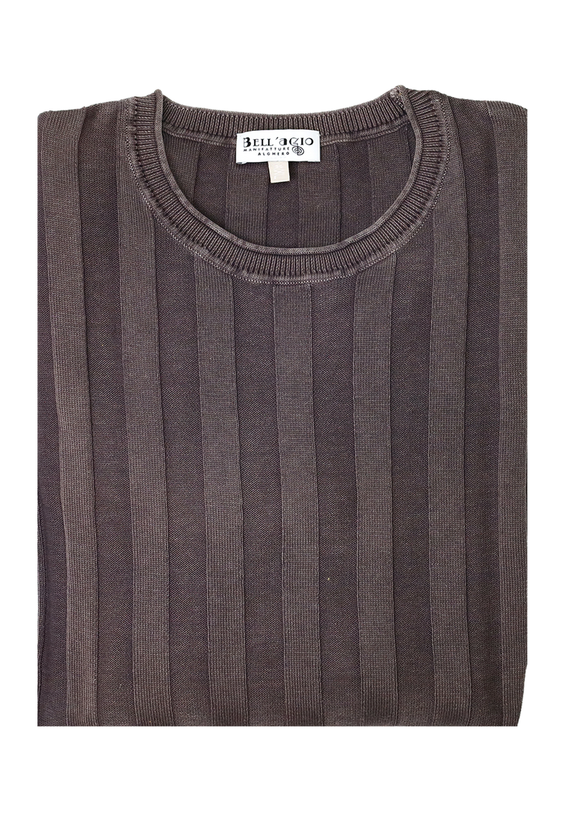Maglione Uomo Girocollo, Grigio Marrone, lavorazione alternata