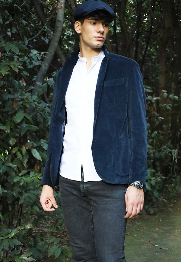 Blazer Blu in velluto liscio elegante