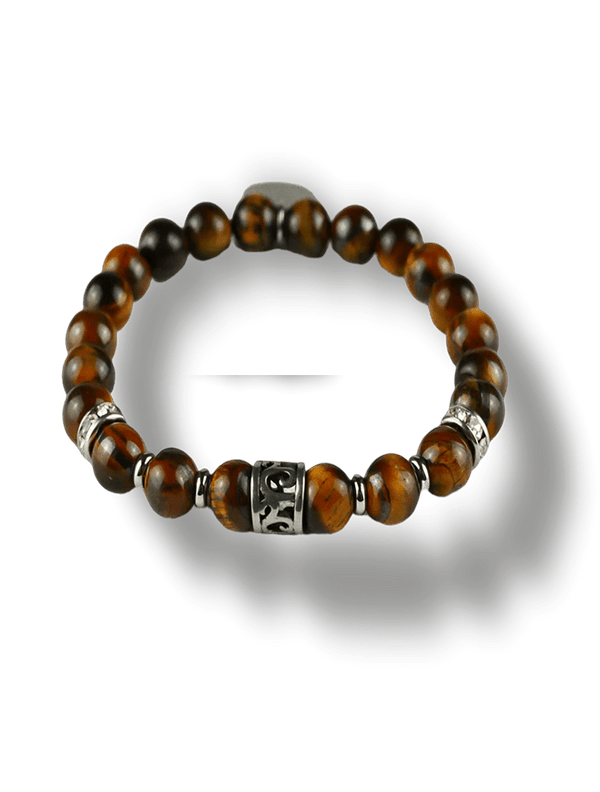 Bracciale Uomo In Pietre Dure Naturali Con Charm Fleur De Lis - Regolabile Acciaio Inox - Foto 4