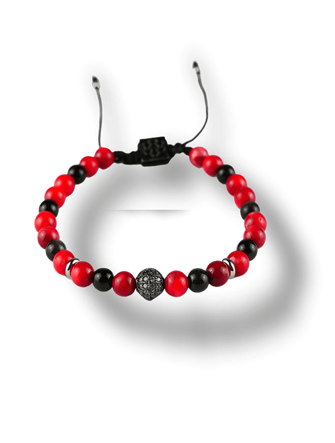 Bracciale-unisex-con-ciondolo-asfera-diamantata-composto-da-perle-in-pietra-naturale