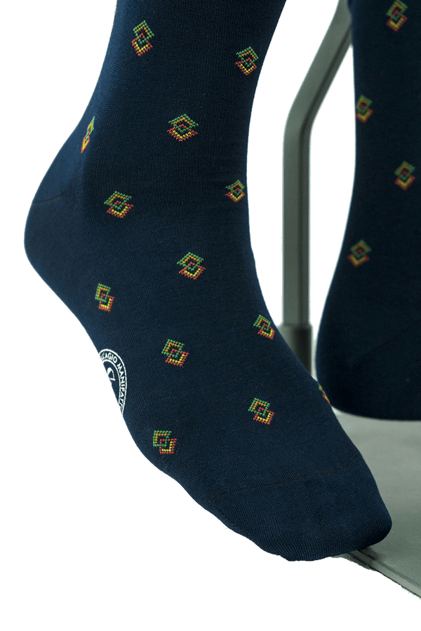 Calze lunghe elasticizzate uomo colore Blu a Rombi
