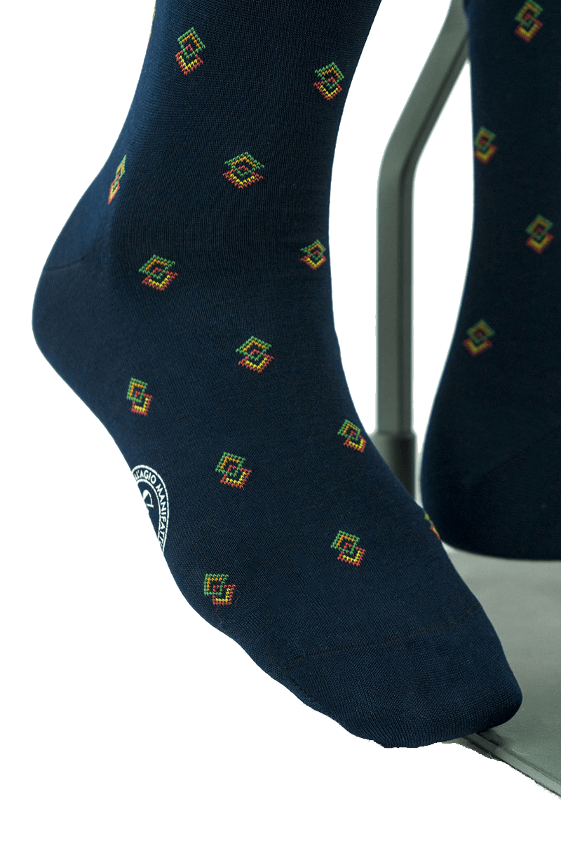 Calze lunghe elasticizzate uomo colore Blu a Rombi