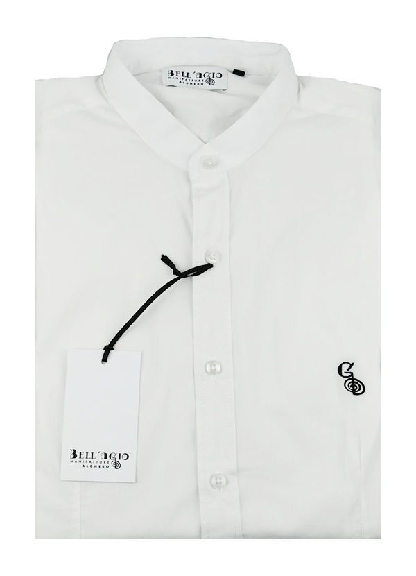 Camicia slim collo alla coreana, bianca