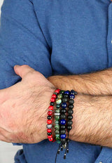Elegante Bracciale  unisex con ciondolo e perle in pietra naturale