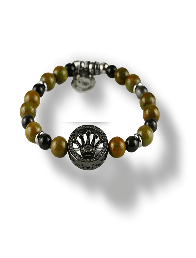 Bracciale  da uomo con ciondolo regale e perle in pietra naturali