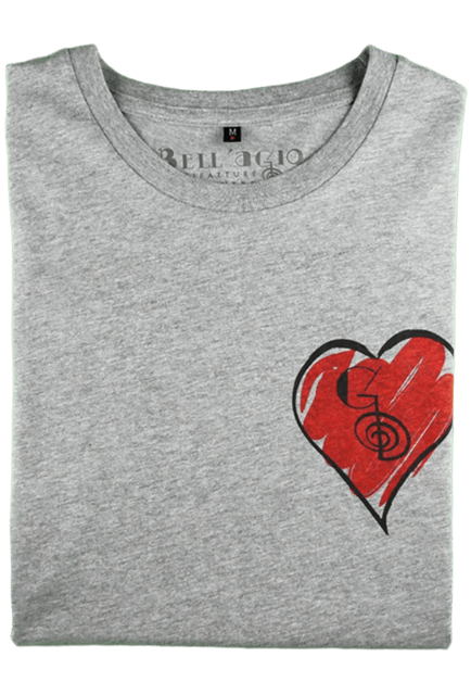 T-shirt Cuore, Grigio, 100% Cotone Organico