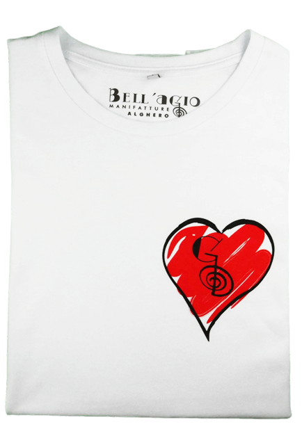 T-shirt Cuore, bianca, 100% Cotone Organico