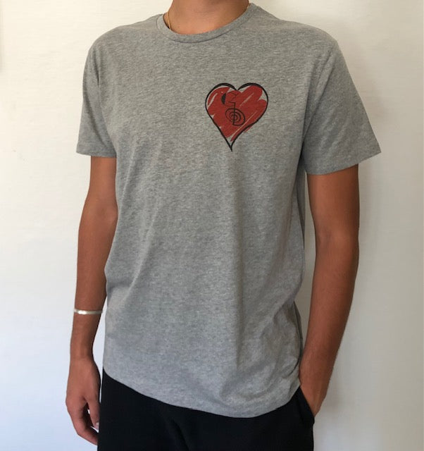 T-shirt Cuore, Grigio, 100% Cotone Organico