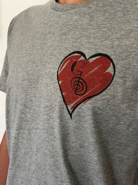 T-shirt Cuore, Grigio, 100% Cotone Organico